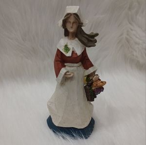 Vintage Harvest Pilgrim Woman Figurine 8”